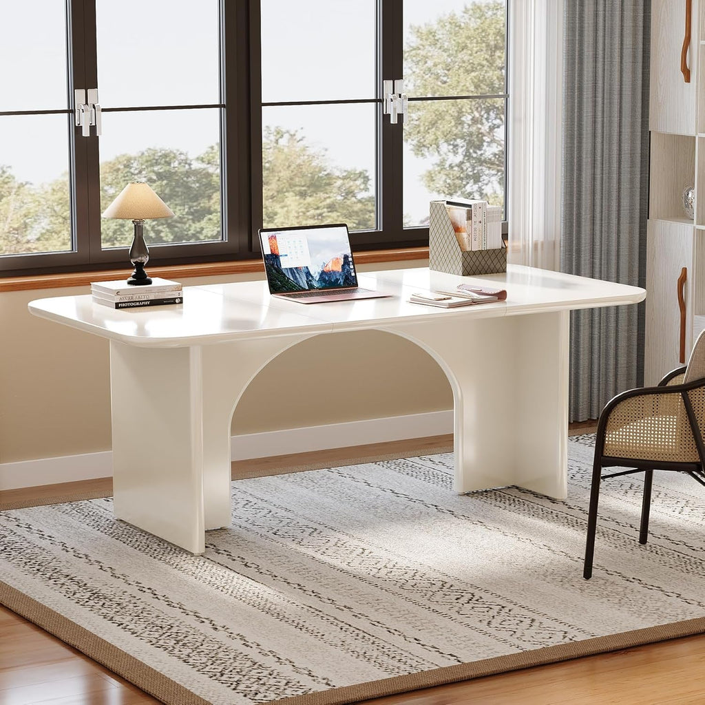 White 63Inch Professional Executive Desk Deluxe Plus