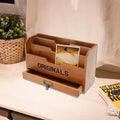 Vintage Wooden Letter Rack - Wall Mounted Office Organizer with Adjustable Grid Storage