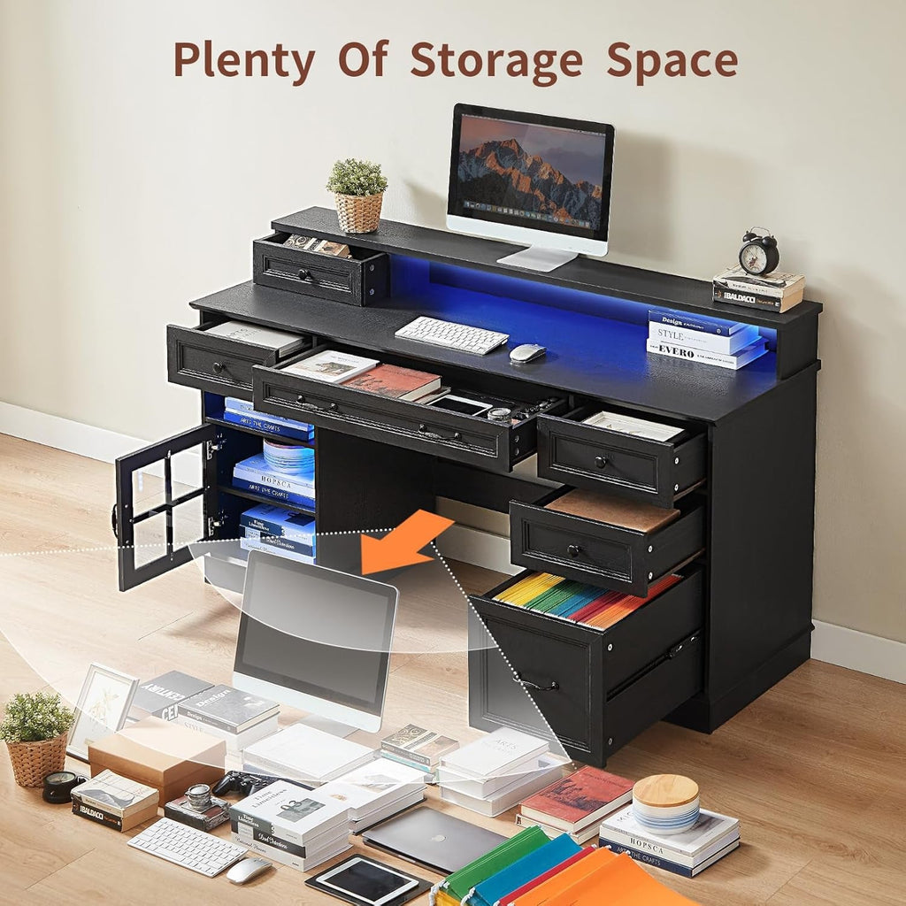 Black Executive Desk With Double Pedestal Storage Unit