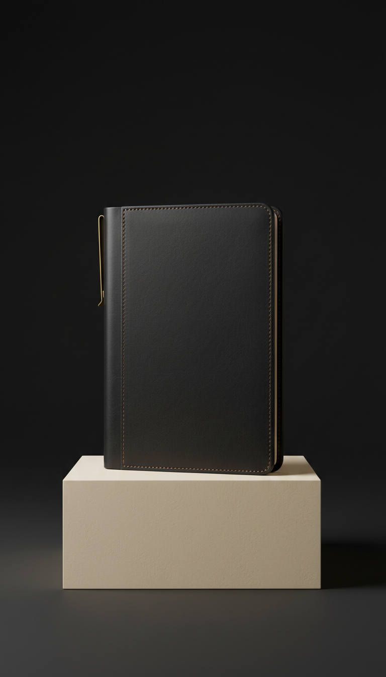 Leather notebook with stitched binding