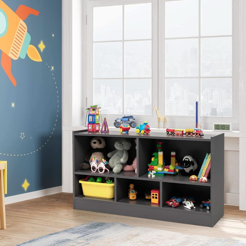 Grey 5 Cube Bookcase Engineered Wood Construction Storage Cabinets