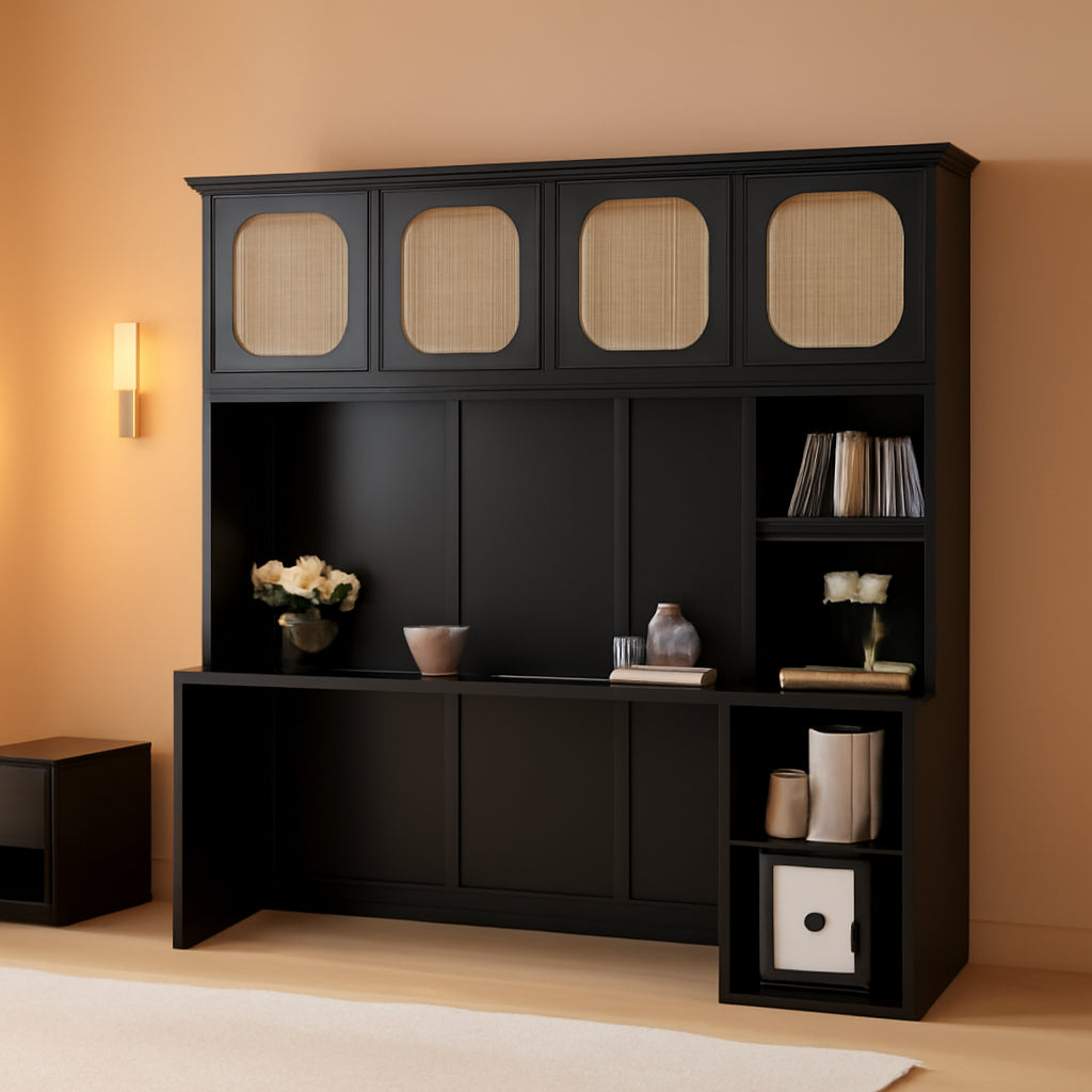 Full Size Murphy Bed With Desk And Storage Cabinets For Home Office