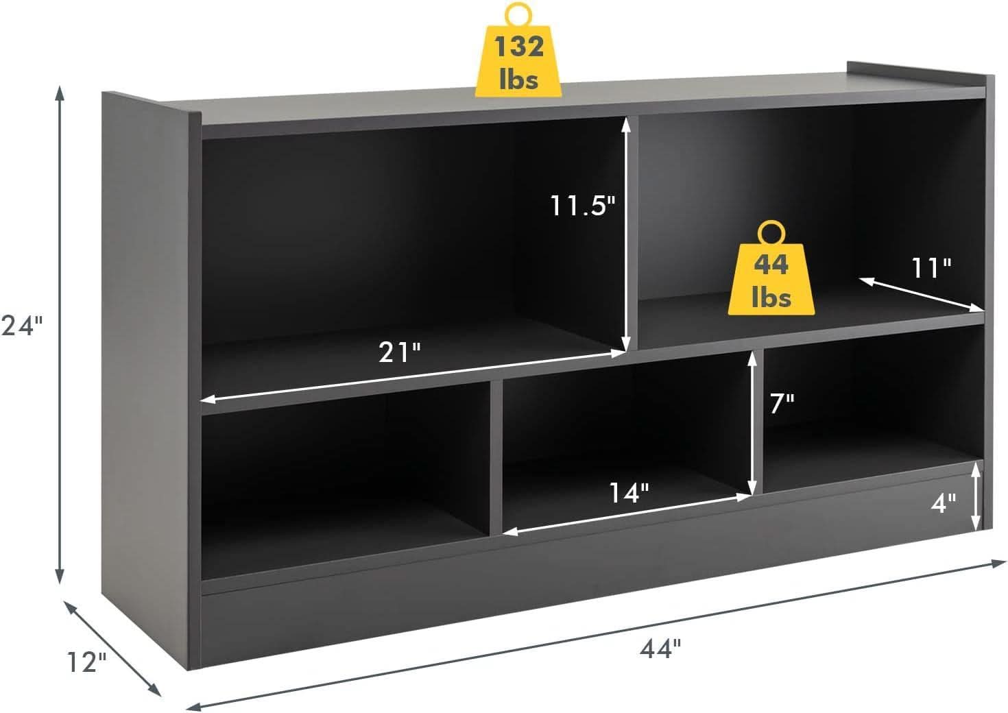 Grey 5 Cube Bookcase Engineered Wood Construction Storage Cabinets
