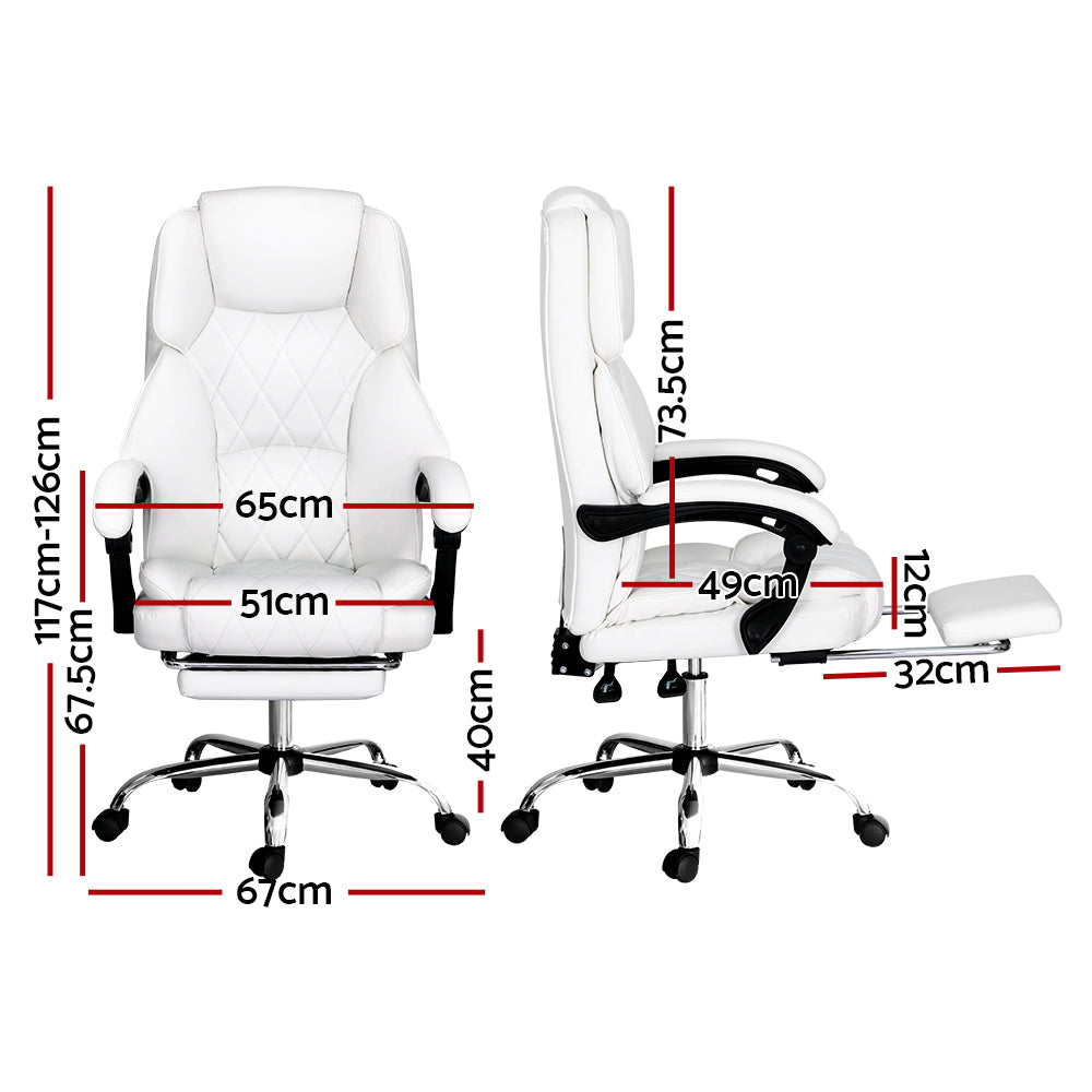 NNEDSZ Executive Office Chair Leather Footrest White