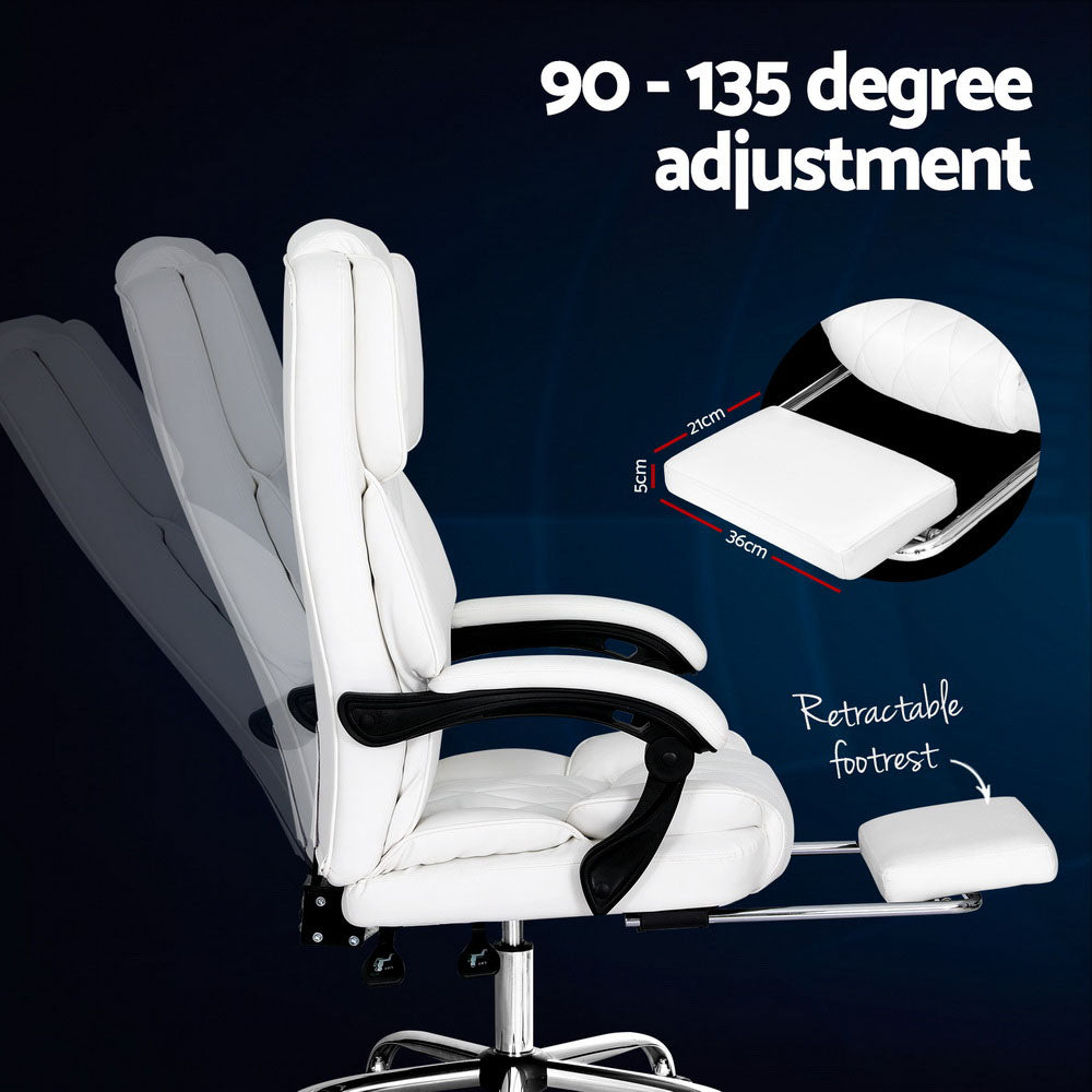 NNEDSZ Executive Office Chair Leather Footrest White