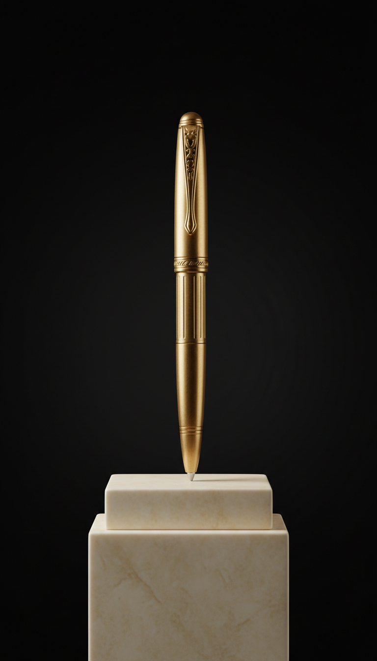 Antique gold fountain pen with precision nib