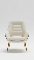 Ergonomic ivory leather chair with gold accents