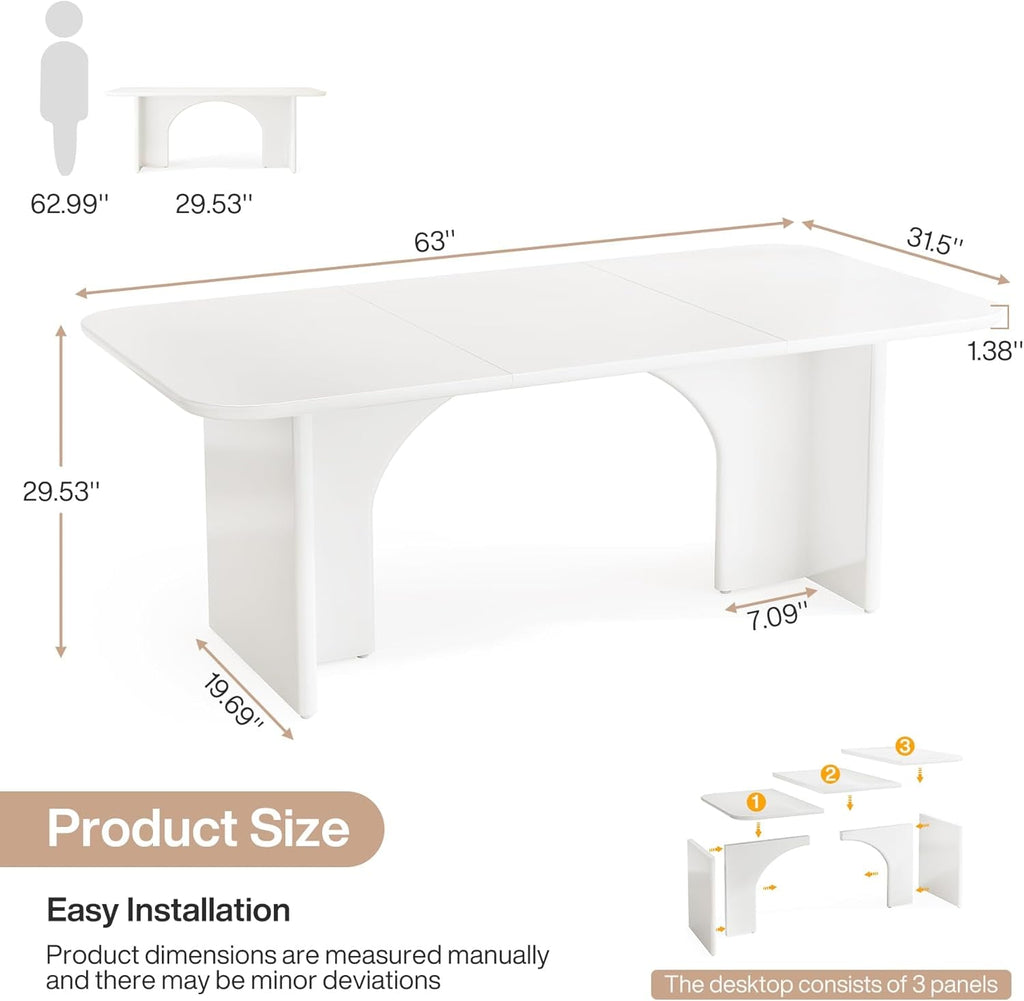 White 63Inch Professional Executive Desk Deluxe Plus