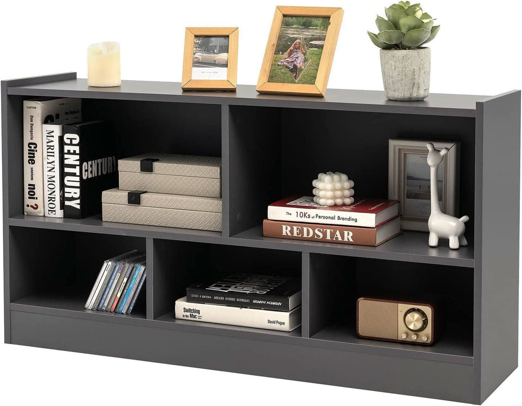Grey 5 Cube Bookcase Engineered Wood Construction Storage Cabinets