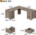 Grey L Shaped Executive Desk With Integrated Outlets