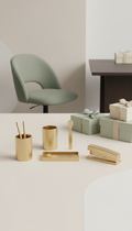 Brushed gold desk accessory set