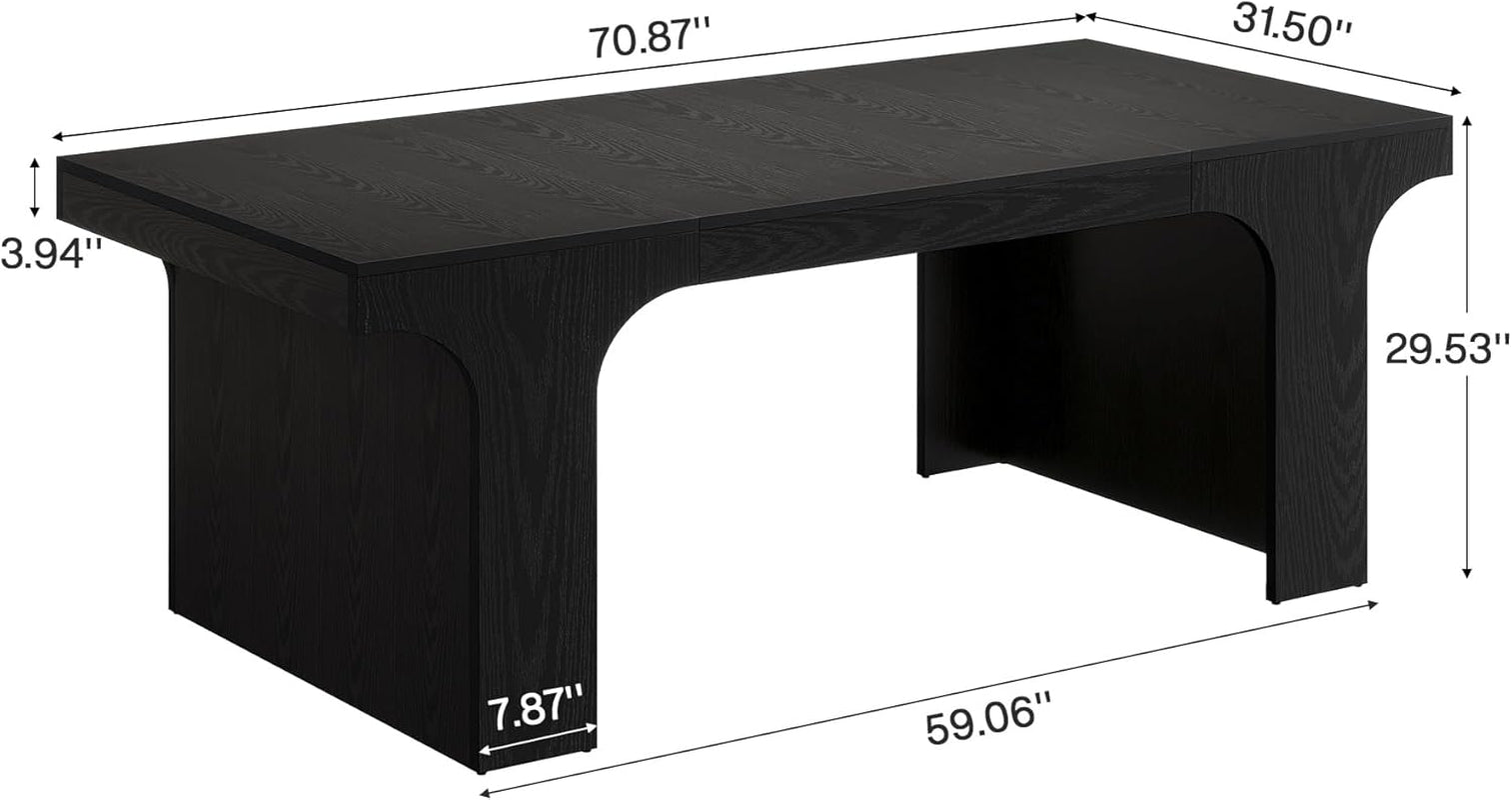 70 Inch Black Contoured Executive Desk Home Office Pro