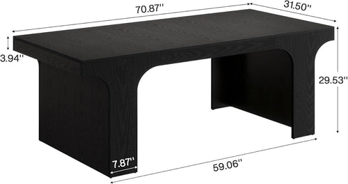 70 Inch Black Contoured Executive Desk Home Office Pro
